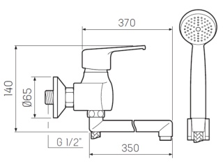 Смеситель для ванны с душем РМС SL50-006E-1 хром